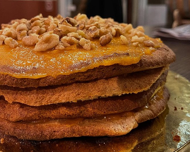 Panquecas com doce de abóbora